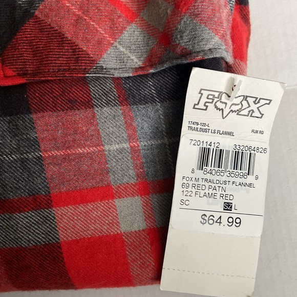 Fox Racing Trail Dust Red Flame Flannel NWT - Picture 9 of 9